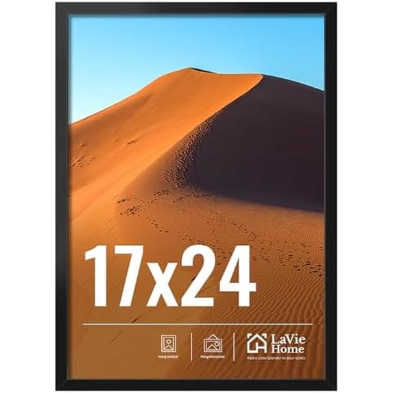 17x24 Picture Frame for Wall Display, 17x24 Black Picture Frame with HD ...