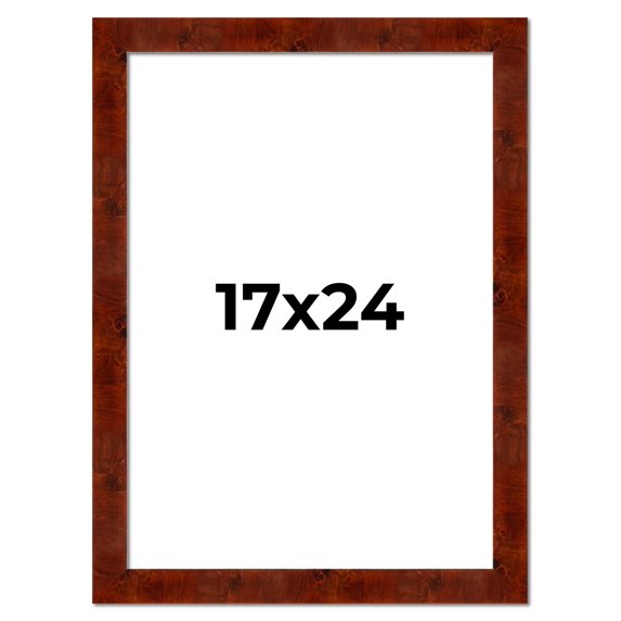17x24 Walnut Brown Veneer Real Wood Picture Frame Width 1.75 inches | Interior Frame Depth 0.5