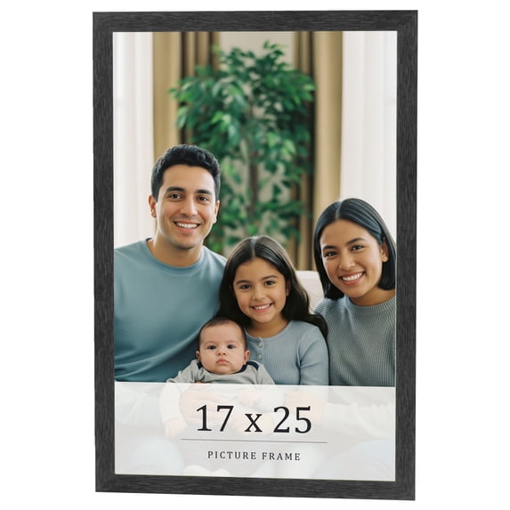 17x25 Frame Black Charcoal Grey Wood Textured Picture Frame | 0.75 Inch Moulding Width | Gunmetal