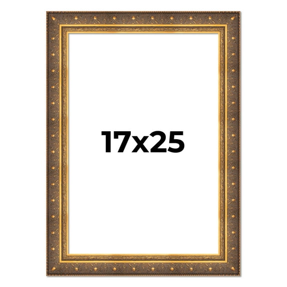 17x25 Frame Vintage Gold Solid Wood Picture Frame | 2.5 Inch Moulding Width | Ornate Bronze Museo