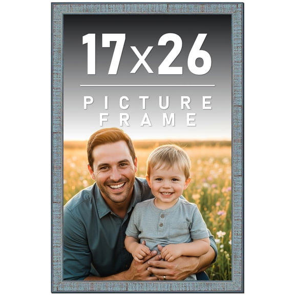 17x26 Frame Rustic Sky Blue Solid Wood Picture Frame | 0.75 Inch Moulding Width |Includes UV