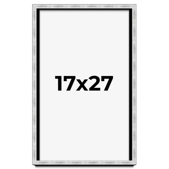 17x27 Frame Brushed Silver Solid Wood Picture Frame | 0.75 Inch Moulding Width | Rabbet Depth 0.75