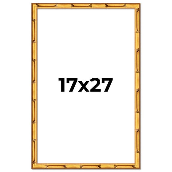 17x27 Frame Gold Bamboo Solid Wood Picture Frame | 1 Inch Moulding Width | Interior Frame Depth