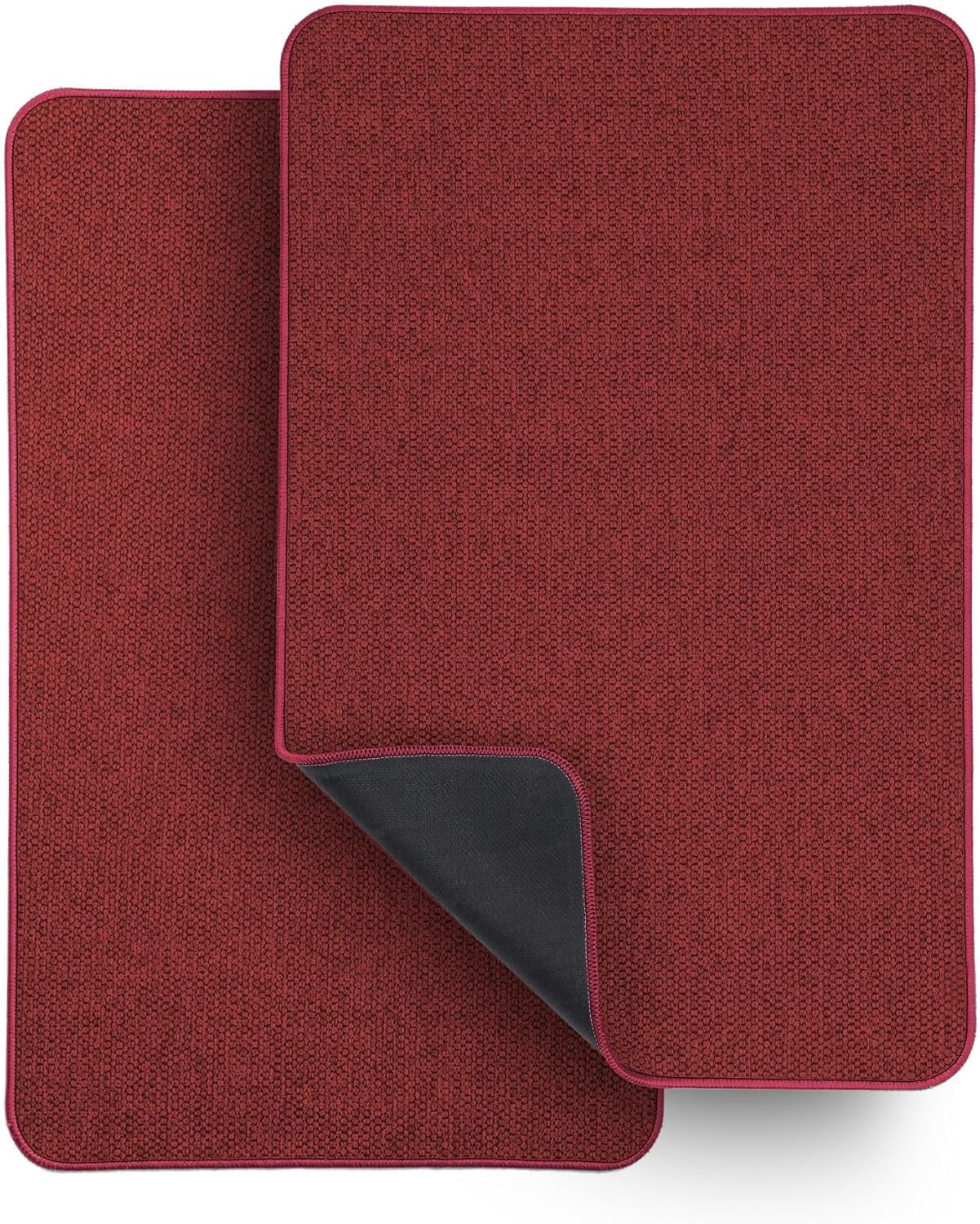 17x27 Inch 2-Pack Red Bath Mats, Non-Slip Quick Dry Absorbent Washable ...