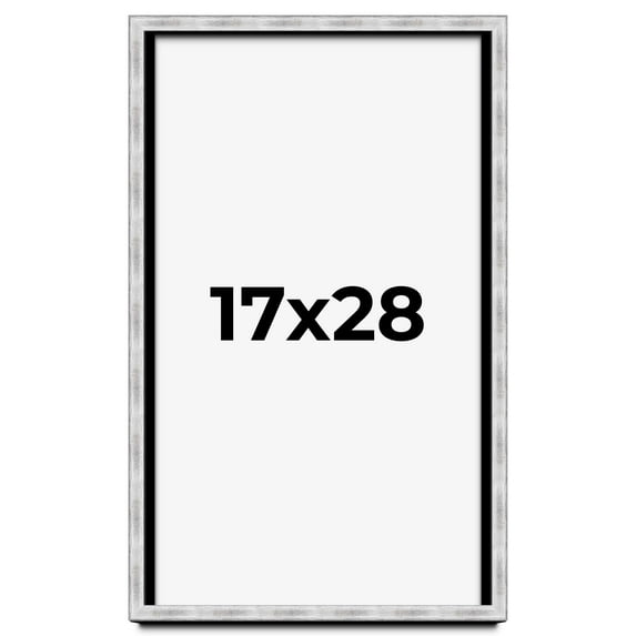 17x28 Frame Brushed Silver Solid Wood Picture Frame | 0.75 Inch Moulding Width | Rabbet Depth 0.75