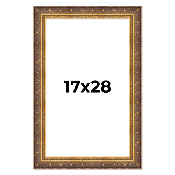 17x28 Frame Vintage Gold Solid Wood Picture Frame | 2.5 Inch Moulding Width | Ornate Bronze Museo