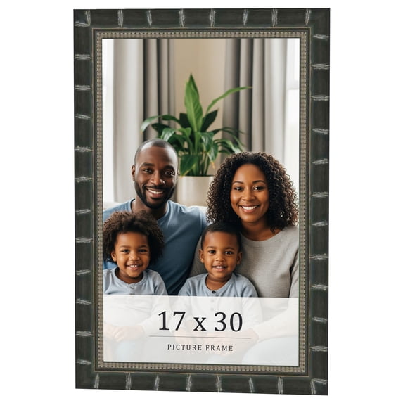 17x30 Frame Black Bamboo Solid Wood Picture Frame Width 1.5 Inches | Interior Frame Depth 0.5