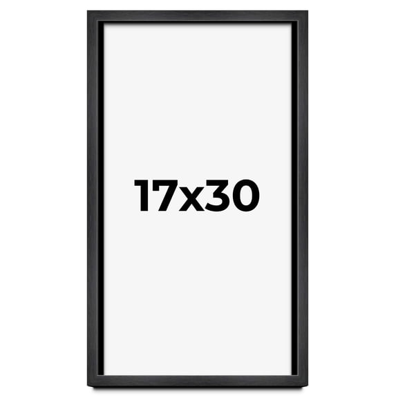17x30 Frame Black Charcoal Grey Wood Textured Picture Frame | 0.75 Inch Moulding Width | Gunmetal