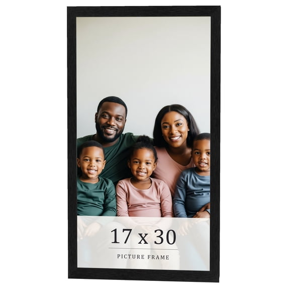 17x30 Frame Black Charcoal Grey Wood Textured Picture Frame | 0.75 Inch Moulding Width | Gunmetal