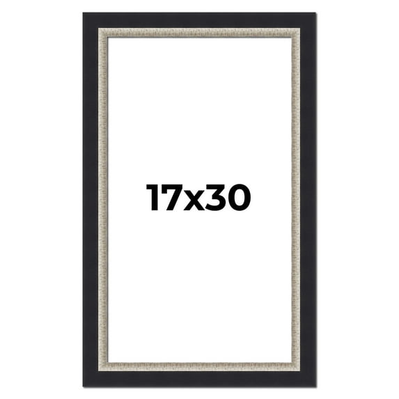 17x30 Frame Black Real Wood Picture Frame Width 2.25 Inches | Interior Frame Depth 0.5 Inches |