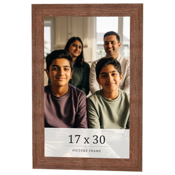 17x30 Frame Brown Farmhouse Solid Wood Picture Frame Width 1.5 Inches | Interior Frame Depth 0.5