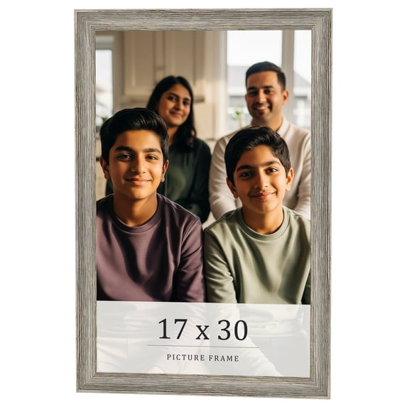 17x30 Frame Grey Solid Wood Picture Frame Width 1 Inches | Interior Frame Depth 0.5 Inches |