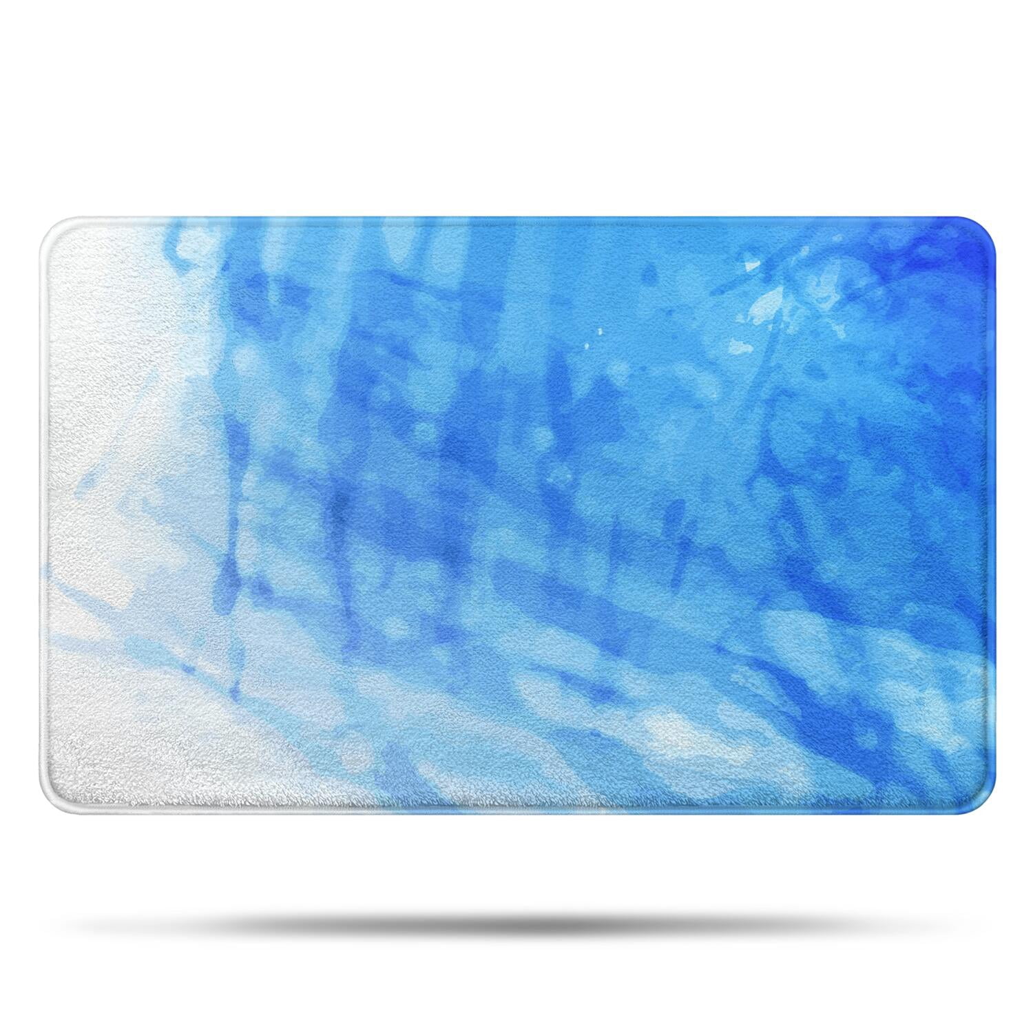 17x30 Inch Ultra Soft Faux Bath Mat Non Slip Absorbent Microfiber Bathroom Rug, Liquid & Marble Print