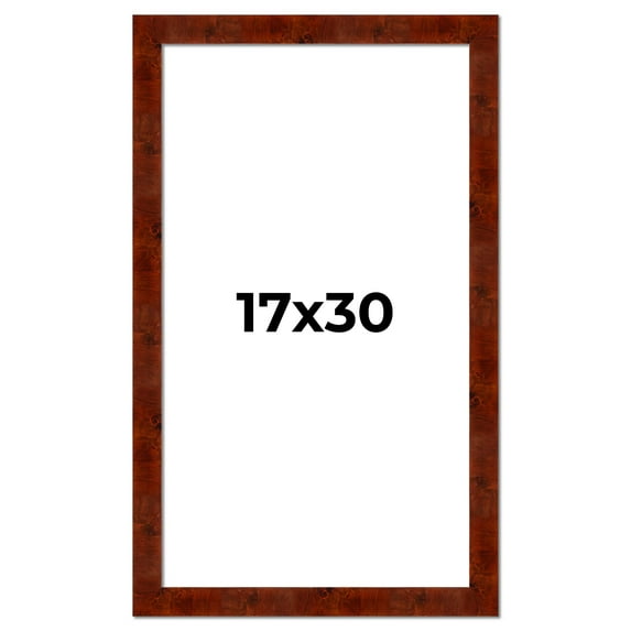 17x30 Walnut Brown Veneer Real Wood Picture Frame Width 1.75 inches | Interior Frame Depth 0.5