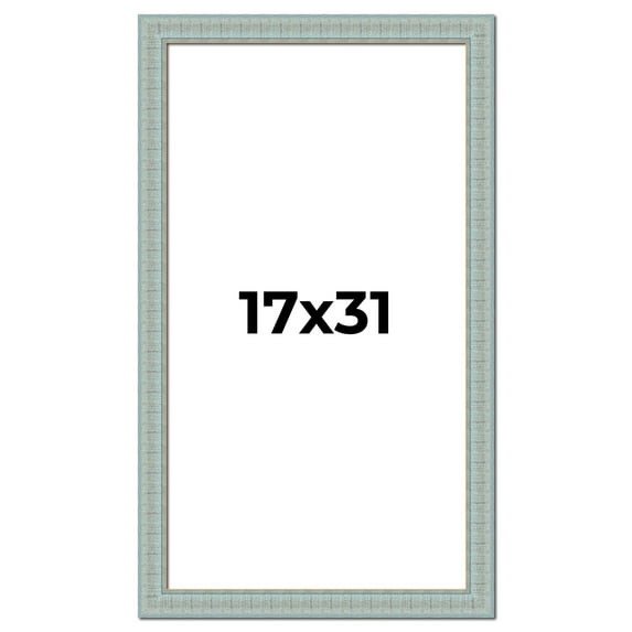 17x31 Frame Blue Teal Distressed Solid Wood Picture Frame | 1.625 Inch Moulding Width | Sonoma Blue