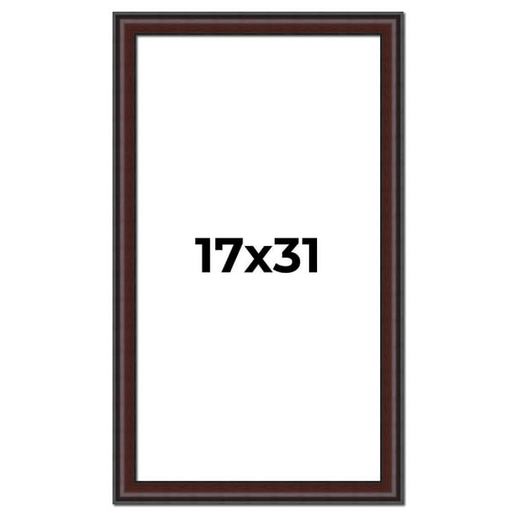 17x31 Frame Brown Round Mahogany Solid Wood Picture Frame | 1.625 Inch Moulding Width | with UV