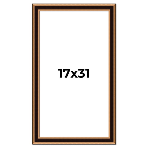 17x31 Frame Gold Brown Plein Air Vintage Solid Wood Picture Frame | 1.75 Inches Moulding Width |