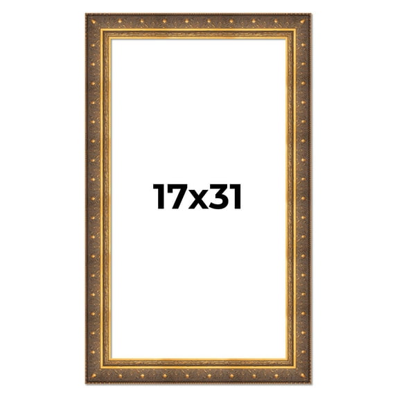 17x31 Frame Vintage Gold Solid Wood Picture Frame | 2.5 Inch Moulding Width | Ornate Bronze Museo