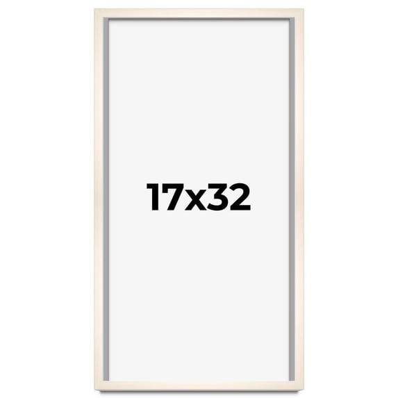 17x32 Frame White Wash Solid Wood Picture Frame | 0.75 Inch Moulding Width | Includes UV Acrylic