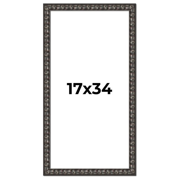 17x34 Frame Black-Brown Medieval Solid Wood Picture Frame | 1.5 Inch Moulding Width | Gotham