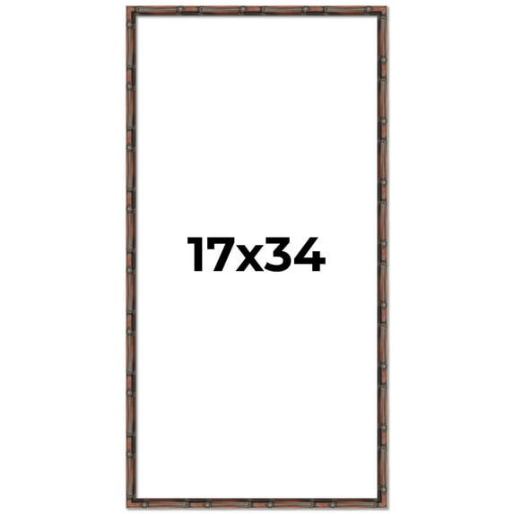 17x34 Frame Brown Bamboo with Dark Coffee/Walnut Finish | Solid Wood Picture Frame Width 0.75