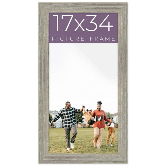 17x34 Frame Grey Real Wood Picture Frame Width 1.5 Inches | Interior Frame Depth 0.5 Inches | Barn