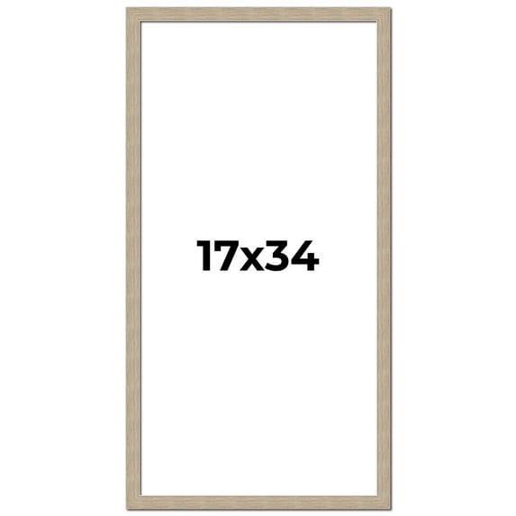 17x34 Frame Grey Solid Wood Picture Frame Width 1 Inches | Interior Frame Depth 0.5 Inches |