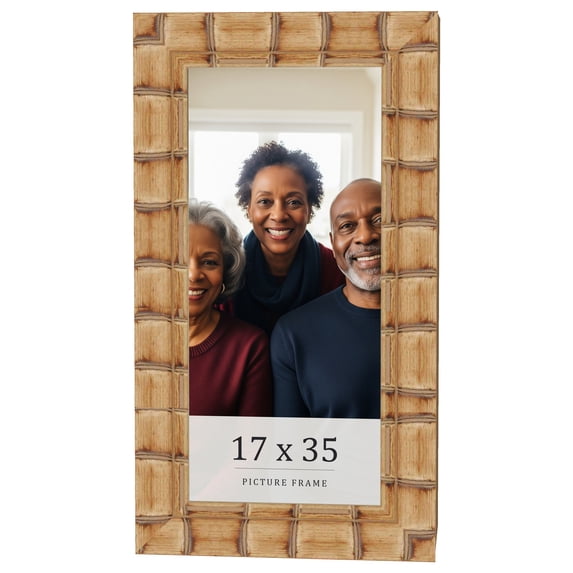 17x35 Frame Beige Real Wood Picture Frame Width 3 inches | Interior Frame Depth 0.5 inches |
