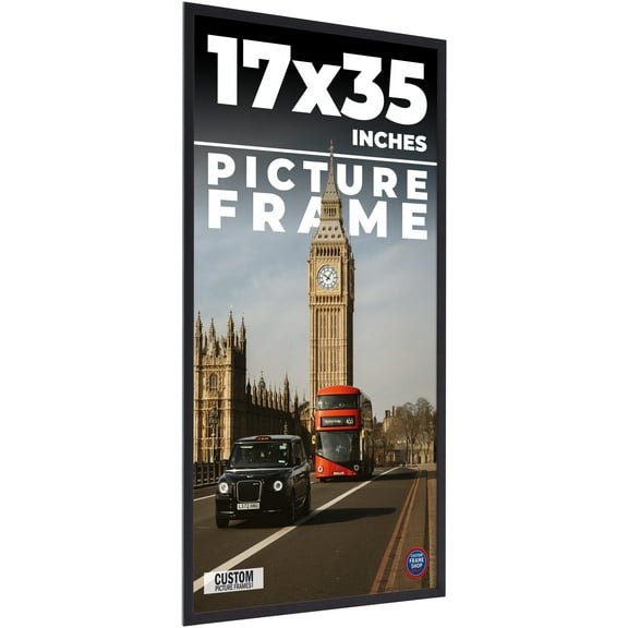 17x35 Frame Black Real Wood Picture Frame Width 0.75 inches | Interior Frame Depth 0.5 inches |