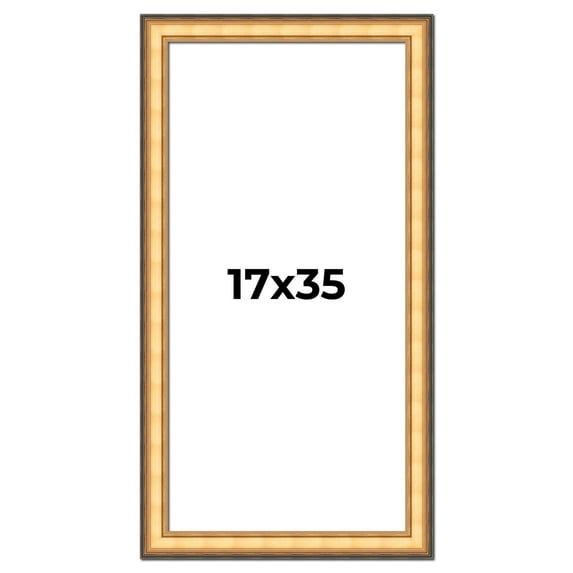 17x35 Frame Gold Plein Aire Solid Wood Picture Frame Width 2 Inches | Interior Frame Depth 0.5