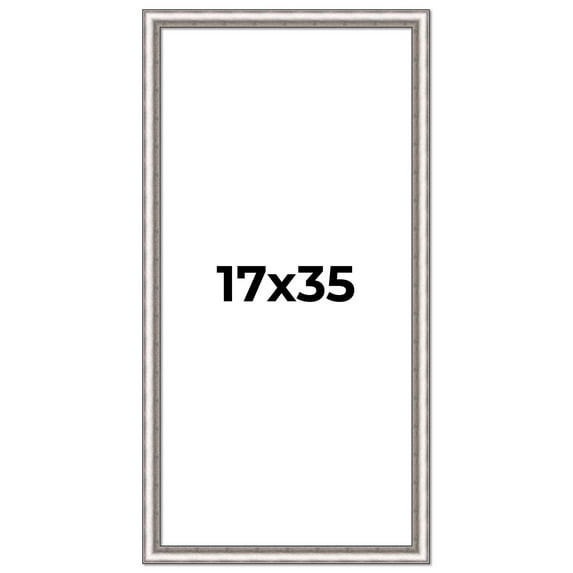 17x35 Frame Silver Real Wood Picture Frame Width 1.25 Inches | Interior Frame Depth 0.5 Inches |