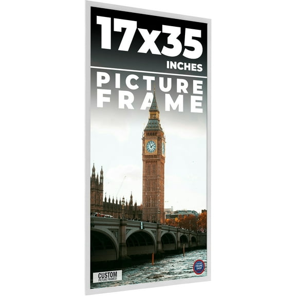 17x35 Frame White Real Wood Picture Frame Width 0.75 inches | Interior Frame Depth 0.5 inches |