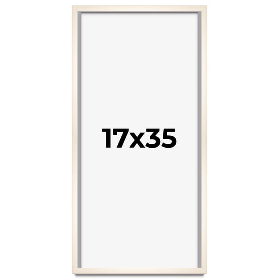 17x35 Frame White Wheat Solid Wood Picture Frame | Moulding Width 0.75 Inches | Interior Depth 0.5