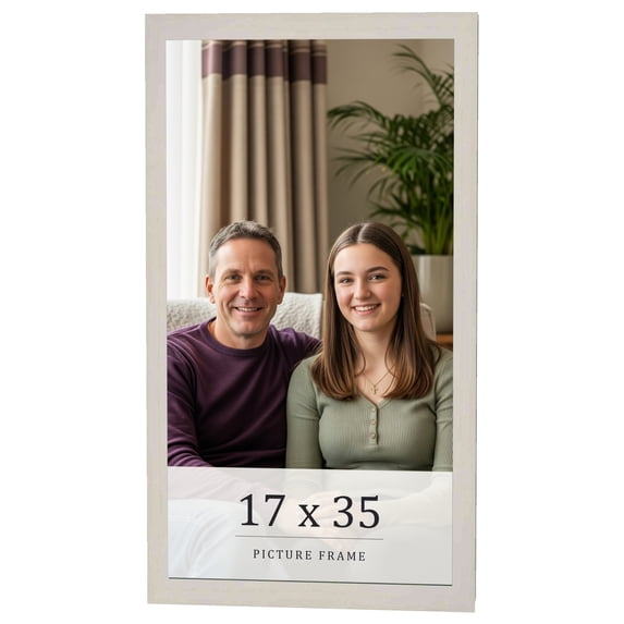 17x35 Frame White Wheat Solid Wood Picture Frame | Moulding Width 0.75 Inches | Interior Depth 0.5