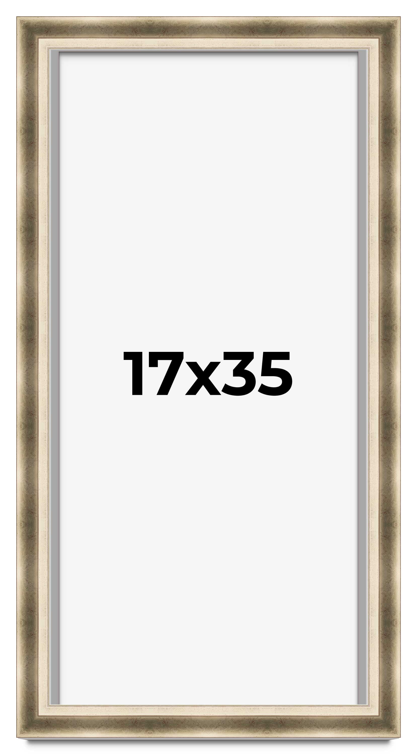 17x35 Shadow Box Frame Silver | 1.75 inches Deep Real Wood Traditional ...