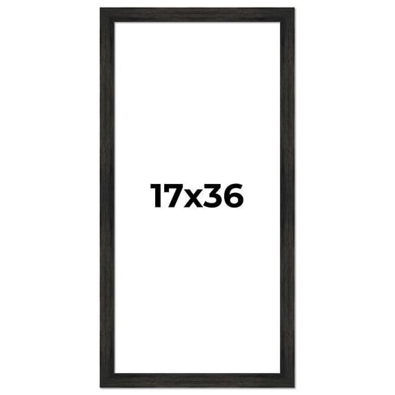 17x36 Frame Black Rustic Barnwood Solid Wood Picture Frame | 1.5 Inch Moulding Width | Includes UV