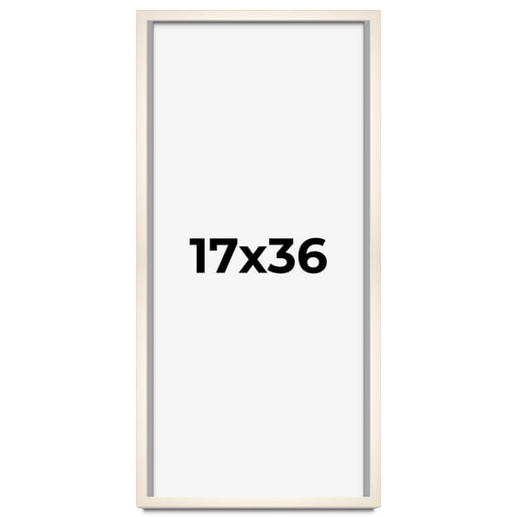 17x36 Frame White Wash Solid Wood Picture Frame | 0.75 Inch Moulding Width | Includes UV Acrylic