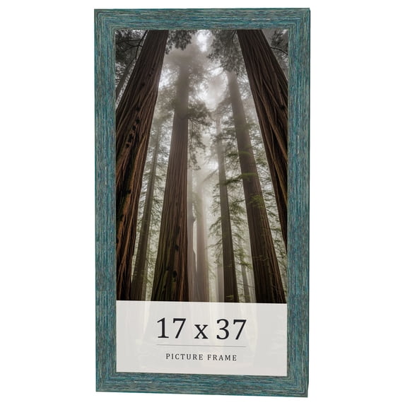 17x37 Frame Blue Rustic Barnwood Solid Wood Picture Frame Width 1.25 Inches | Interior Depth 0.5