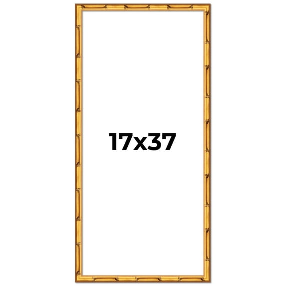 17x37 Frame Gold Bamboo Solid Wood Picture Frame | 1 Inch Moulding Width | Interior Frame Depth