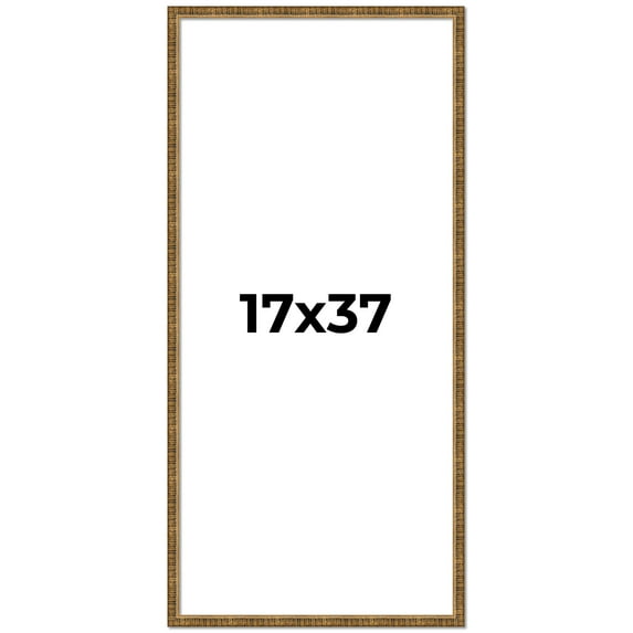 17x37 Frame Gold Kingsley Distressed Solid Wood Picture Frame Width 0.75 Inches | Interior Frame