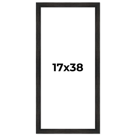 17x38 Frame Black Rustic Barnwood Solid Wood Picture Frame | 1.5 Inch Moulding Width | Includes UV