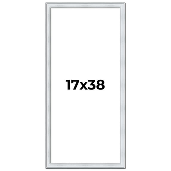 17x38 Frame Sterling Silver Solid Wood Picture Frame | 1.25 Inch Moulding Width | 0.75 Inch