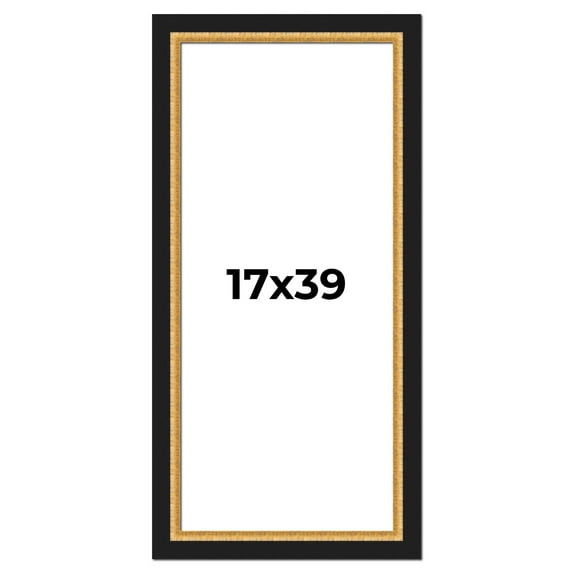 17x39 Frame Gold Real Wood Picture Frame Width 2.25 Inches | Interior Frame Depth 0.5 Inches |