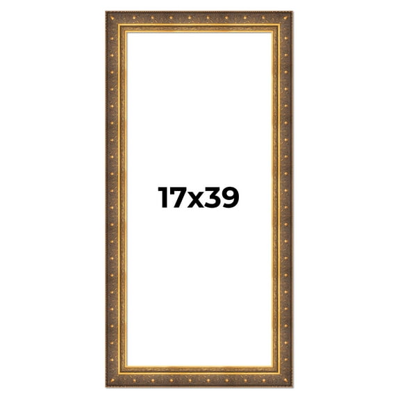 17x39 Frame Vintage Gold Solid Wood Picture Frame | 2.5 Inch Moulding Width | Ornate Bronze Museo