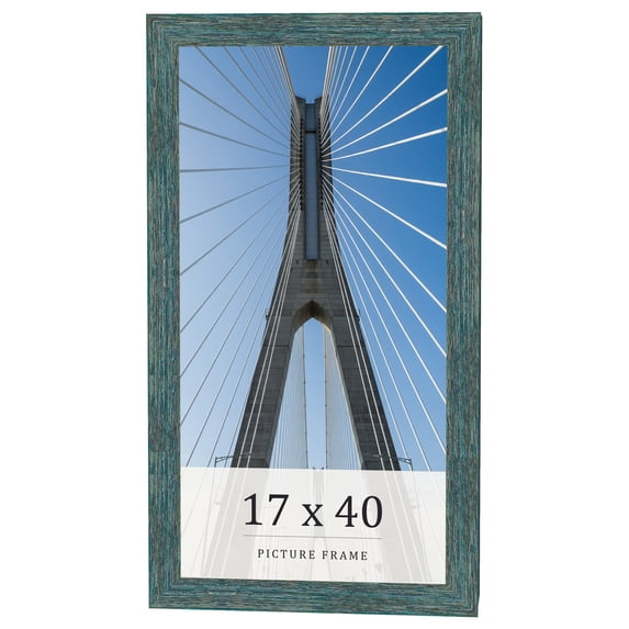 17x40 Frame Blue Rustic Barnwood Solid Wood Picture Frame Width 1.25 Inches | Interior Depth 0.5