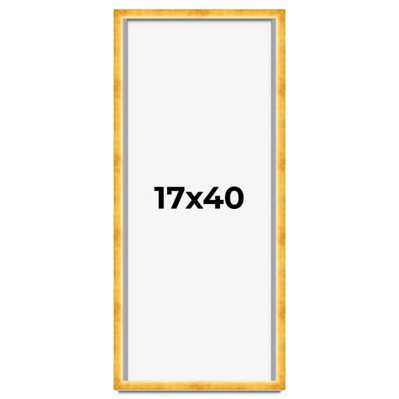 17x40 Shadow Box Frame Gold | 1.625 Inches Deep Real Wood Traditional Shadowbox Display Frame | UV