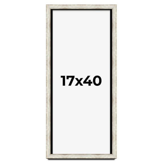 17x40 Shadow Box Frame Silver | 1.625 Inches Deep Real Wood Contemporary Shadowbox Display Frame |