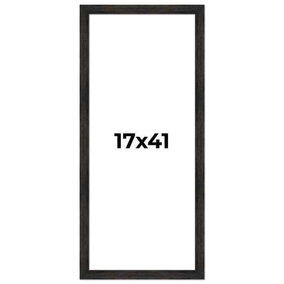 17x41 Frame Black Rustic Barnwood Solid Wood Picture Frame | 1.5 Inch Moulding Width | Includes UV
