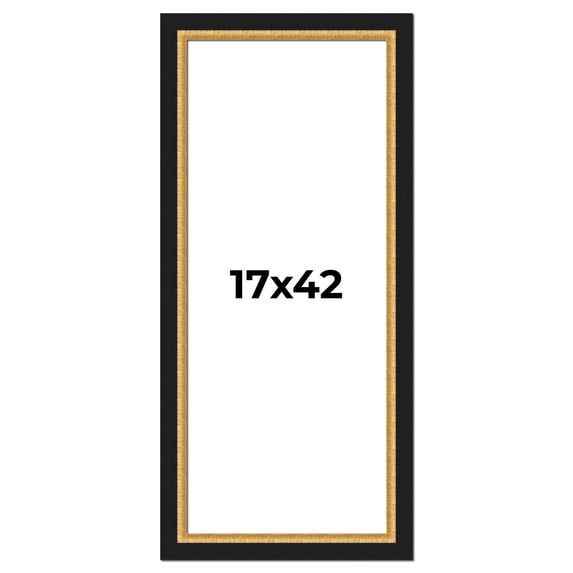 17x42 Frame Gold Real Wood Picture Frame Width 2.25 Inches | Interior Frame Depth 0.5 Inches |