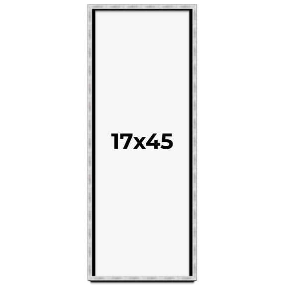 17x45 Frame Brushed Silver Solid Wood Picture Frame | 0.75 Inch Moulding Width | Rabbet Depth 0.75